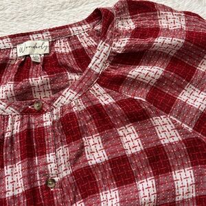 Wonderly Red and White Plaid Women’s Shirt